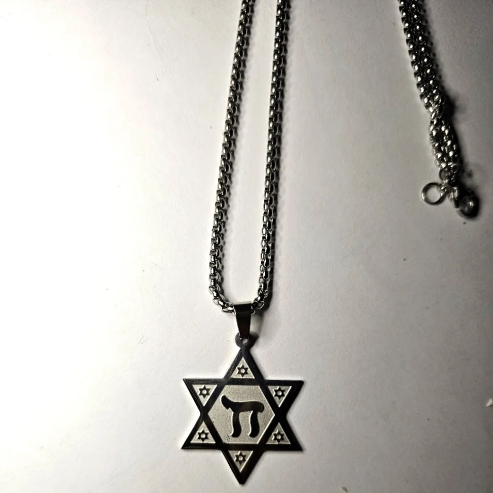 UNIQUE JEWISH STAR CHAI UNISEX SILVER 24